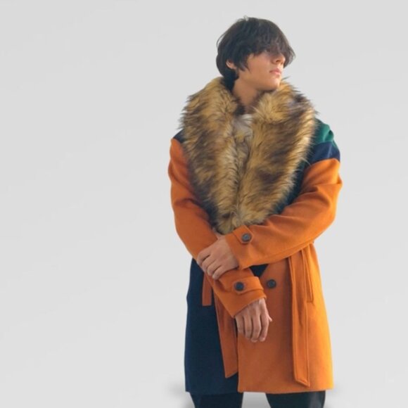 Men’s Rust | Navy | Green Double Breast Coat NWT - Picture 7 of 9